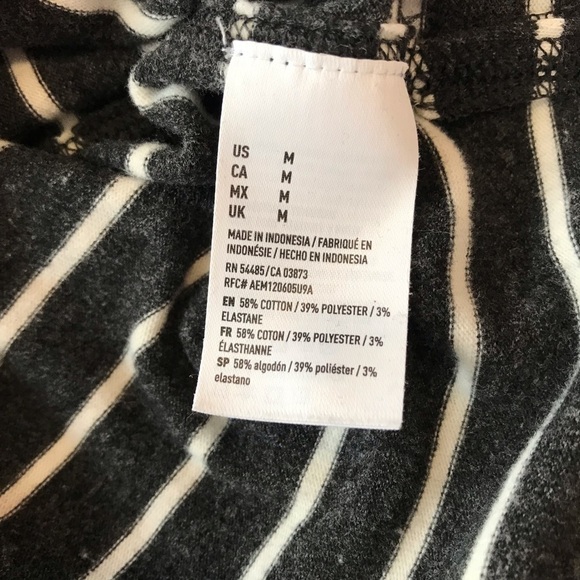 AMERICAN EAGLE Heathered Striped V Neck Split Hem Pullover Hoodie Sweatshirt M - Picture 9 of 10